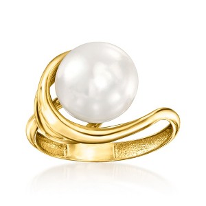 Ross-Simons 10-10.5mm Cultured Pearl Asymmetrical Ring in 14kt Yellow Gold - 1 of 4