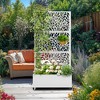 TOAOTBNBO Metal Privacy Screen with Leaf Pattern, Outdoor Planter Box with Wheels, Modern Outdoor Privacy Panels for Garden and Patio - 2 of 4