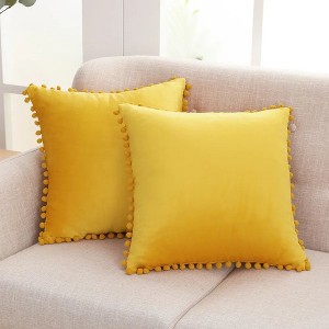 Deconovo Velvet Pom-Pom Throw Pillow Covers 2-Pack, Multiple Sizes - 1 of 4
