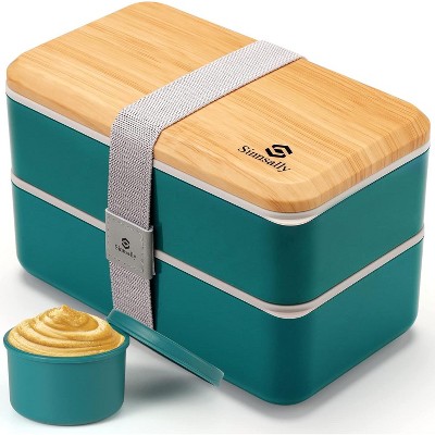 Bento Box Adult Lunch Box with Compartments for Women & Men,(47oz)Stackable Bento Lunchbox,Rectangle Lunchable Food Container