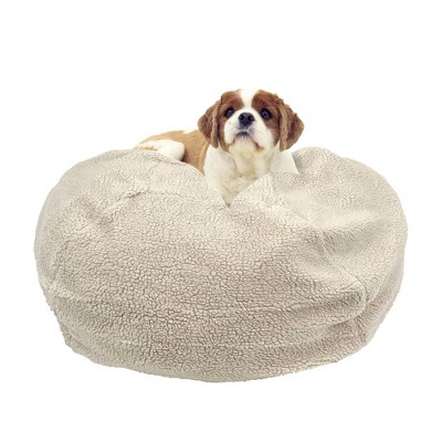 Carolina Pet Company Faux Shearling Puff Ball Dog Bed - Natural