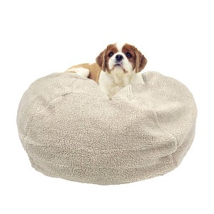 Carolina Pet Company Faux Shearling Puff Ball Dog Bed - Natural - 1 of 4