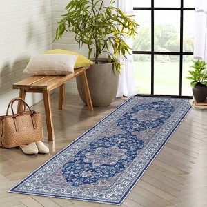 Vintage Washable Area Rug Floral Medallion Rugs for Living Room, Ultra Soft Accent Bedroom Carpet - 1 of 4