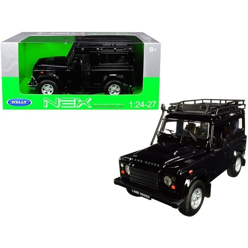 koffer laten we het doen Pijler Land Rover Defender With Roof Rack Black 1/24-1/27 Diecast Model Car By  Welly : Target