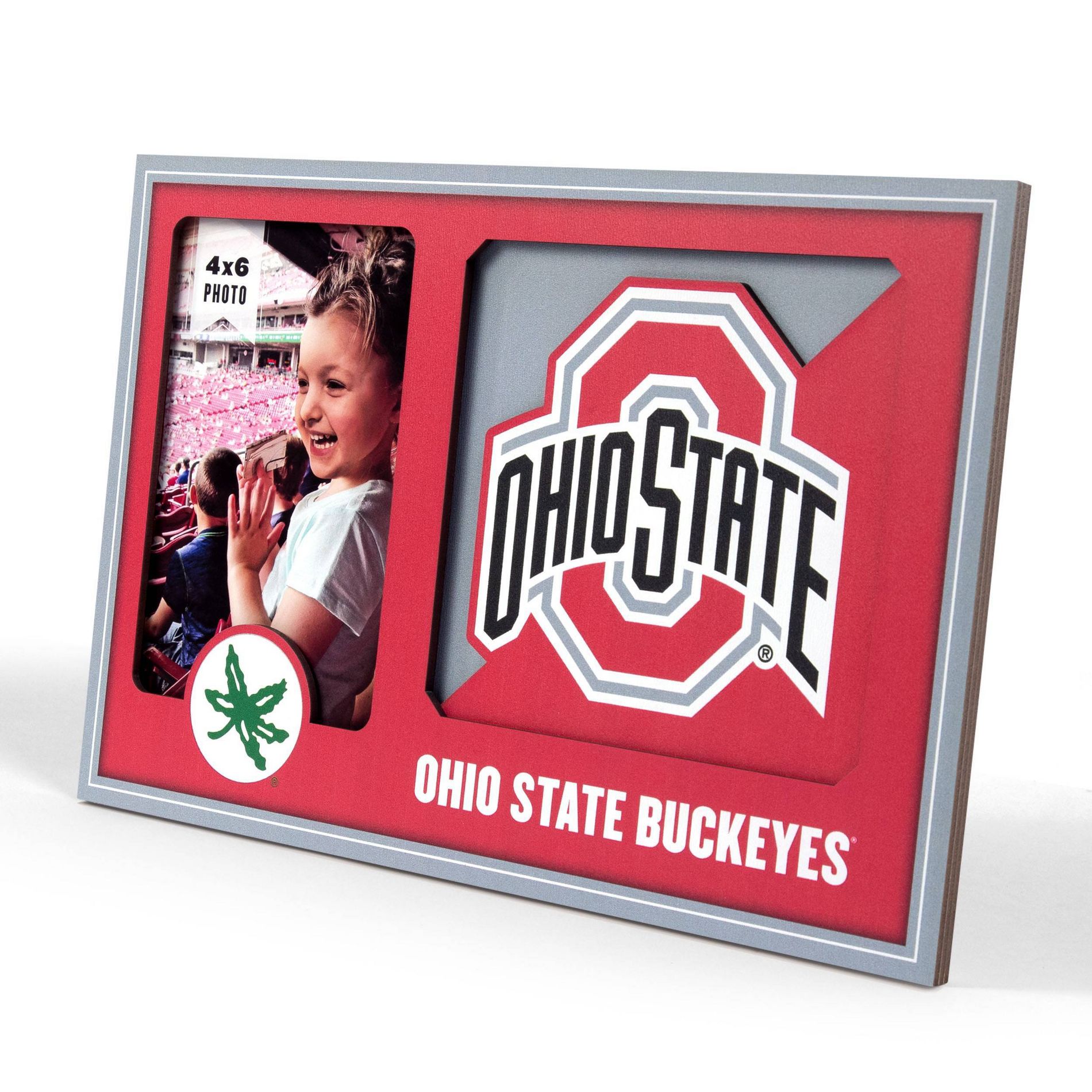 NCAA Ohio State Buckeyes Logo 4" x 6" Picture Frame: MDF Rectangle Tabletop Display