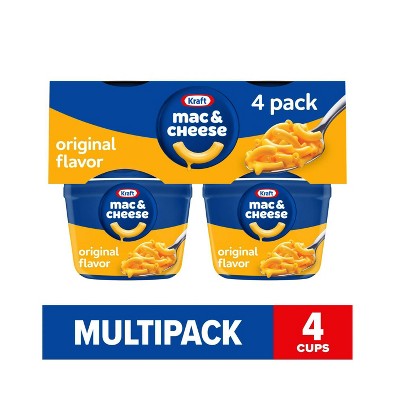 Kraft Original Mac N Cheese Macaroni and Cheese Cups Easy Microwavable Dinner, 4 ct Pack, 2.05 oz Cups