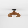 Rennnsan Velquor 15" W 1 - Light Woven Ratten Milk Glass Bohemian Dimmable Pendant in Brown - 3 of 4