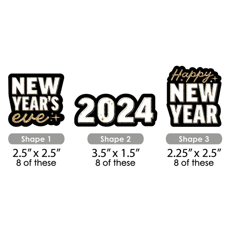 Big Dot of Happiness Hello New Year - DIY Shaped 2024 NYE Party Cut-Outs - 24 Count, 2 of 6