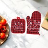Unique Bargains Oven Mitts and Pot Holder Plaid Christmas Polyester Closed Cell Foam Red - 4 of 4