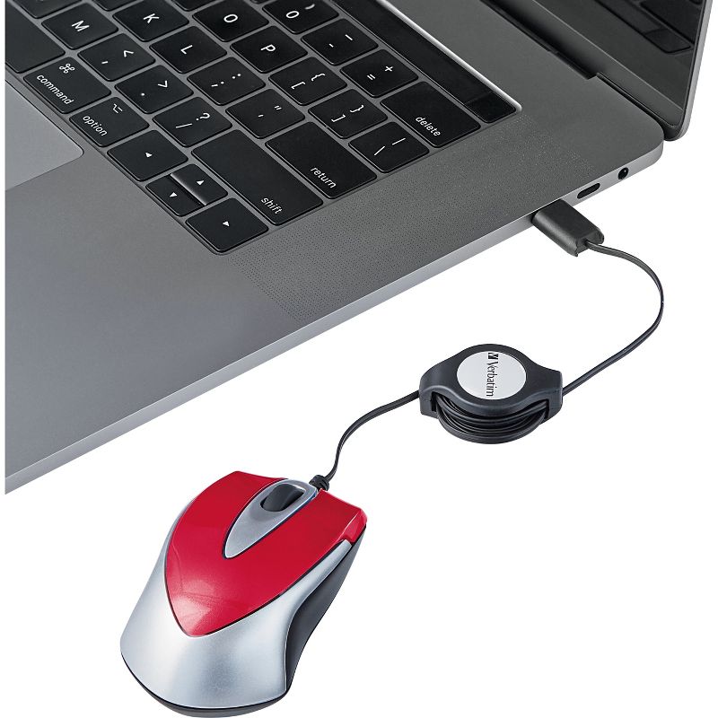 Verbatim USB-C Mini Optical Travel Mouse-Red - Optical - Cable - Red - USB Type C, 2 of 6