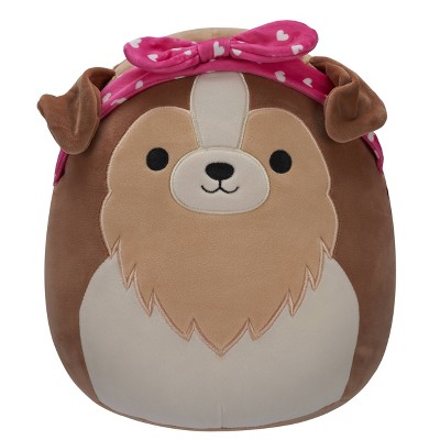 Squishmallows 12" Andres Brown Sheltie with Heart Bandana Plush