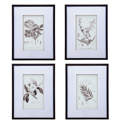 VisioGear Set of 4 Botanical Wall Art Prints, Home Decor for Living Room, Dining Room, Bedroom, Hallway, White&Black, 20"*28"*1.2"