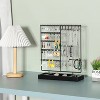 360° Rotating Jewelry Stand with Wooden Tray, Earring and Necklace Organizer for Bracelets, Watches & Rings, Black - 2 of 4