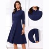 INSPIRE CHIC Women's Vintage 3/4 Sleeves Stand Collar Office Work Elegant A-Line Dress - 2 of 4