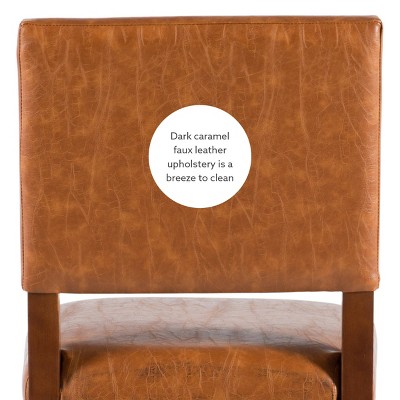 Carmel Luxe Faux Leather 24" Counter Stool with Walnut Stained Legs
