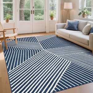 Acekool Washable Rugs - Modern Striped Non-Slip Area Rug - 1 of 4