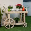 Wooden Cart Display with Wheels Tan - Alpine Corporation - 2 of 4
