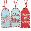 Kurt Adler 3.5 Inch Mint Wooded Christmas Tag Christmas Greetings Tree Ornaments - 2 of 3