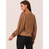 Seta T Women's Elegant Round Neck Chiffon Pleated Long Sleeve Flowy Dressy Business Tops - 4 of 4