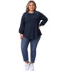 Women's Plus Size Ribbed Knit Button Decoration Crew Neck Long Sleeve Casual Tunic Blouses - Agnes Orinda - 3 of 4
