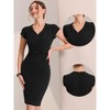 Allegra K Women's V Neck Cap Sleeve Work Business Pencil Dress - 2 of 4