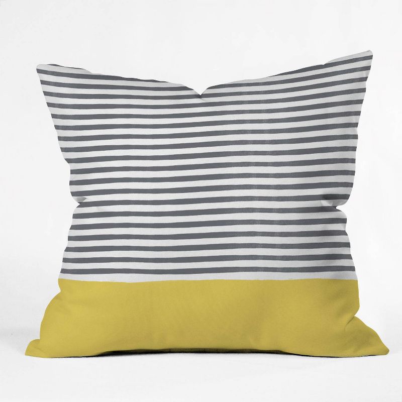 18&#34;x18&#34; Hello Twiggs Watercolor Stripes Square Throw Pillow Mustard - Deny Designs, 1 of 6