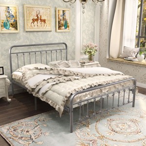 Sapphtopaz Bed Frame Metal Platform Bed with Victorian Style Headboard, Metal Slats Bedroom Furniture, No Box Spring Needed - 1 of 4