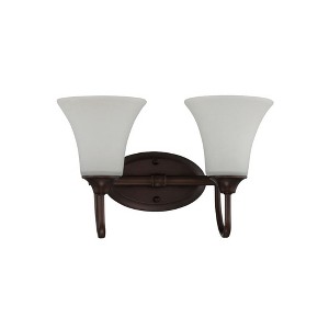 Sunset Lighting 2-Light 100W Darby Vanity, Provincial Bronze. Opal Etched Glass - 1 of 4