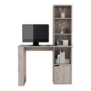 Gulches Writing Desk with Bookcase & Cabinet (Black/Light Gray) - Easy-Assemble, Pre-Drilled Holes, Sturdy Wood for Home Office - 1 of 4