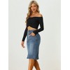 INSPIRE CHIC Women's High Waist Split Hem Casual Denim Pencil Skirt - 2 of 4