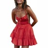 Clotth Women Y2K Spaghetti Strap Mini Dress Summer Solid Color Sleeveless Ruffled Party Dress For Cocktail Beach Club Streetwear - 2 of 4