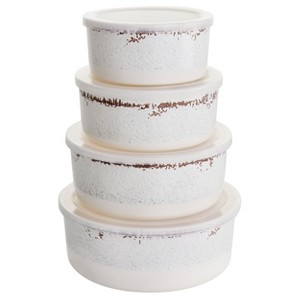 Gibson Laurie Gates California Designs Mauna 8 Piece Melamine Nesting Storage Bowl Set in Cracked White - 1 of 4