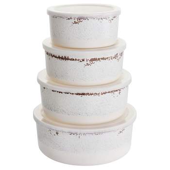 Gibson Laurie Gates California Designs Mauna 8 Piece Melamine Nesting Storage Bowl Set in Cracked White