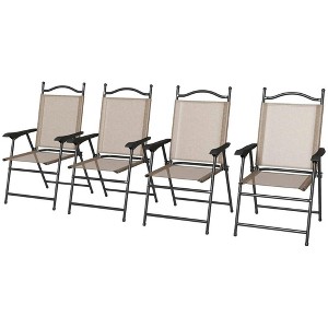 Resenkos 4 Piece Folding Patio Camping Chair Set,Steel, Mesh Fabric, Lawn, Gray - 1 of 4