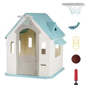 Kids Cottage Playhouse with Door, Mail Slot & Interactive Features - Indoor/Outdoor Pretend Playhouse for Toddlers & Young Children - 1 of 4