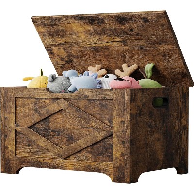 Storage Chest, Wooden Storage Bench with Safety Hinge, Easy Assembly, Large Toy Chest for Entryway, Living Room, Bedroom
