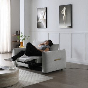 Power Lift Recliner Loveseat with USB Charging - Linen Upholstered Sleeper Sofa for Small Spaces, 2 Cup Holders & Storage, Home Theater Recliner - 1 of 4