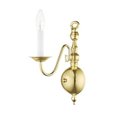 Polished Brass Colonial Single Light Wall Sconce