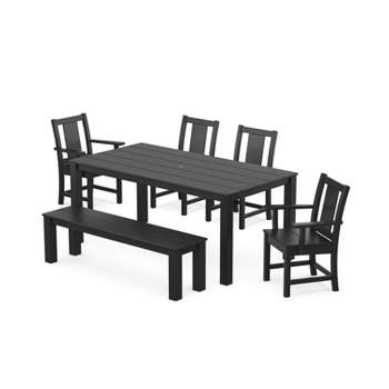 POLYWOOD 6pc Prairie Parsons Outdoor Patio Dining Set with Bench