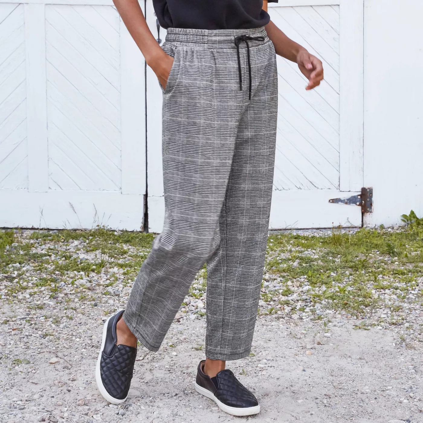 Women's High-Rise Plaid Ankle Length Pull-On Pants - A New Day™ - image 1 of 16