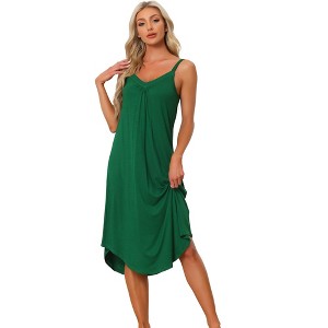Allegra K Women's V Neck Solid Soft Spaghetti Strap Cami Lounge Nightdress - 1 of 4