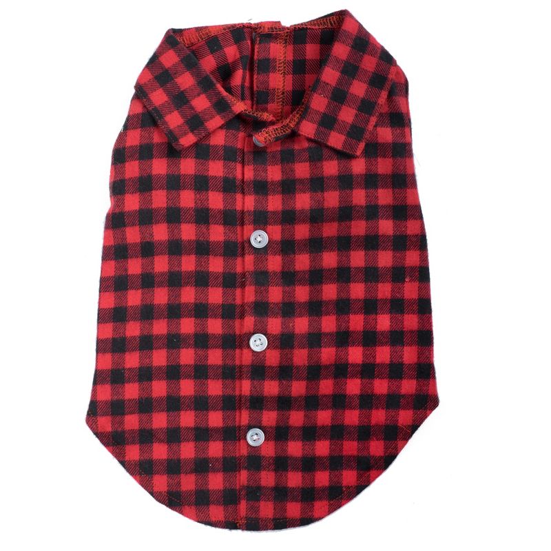 The Worthy Dog Flannel Button Up Look Buffalo Check Plaid Pet Shirt, 1 of 2
