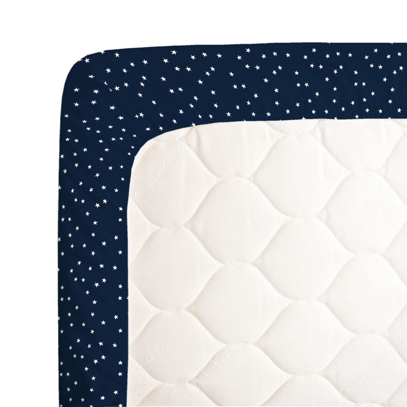 Carter's 100% Cotton Sateen Fitted Crib Sheet - Navy with White Stars, 3 of 4
