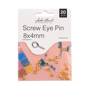 John Bead Must Have Findings Metal Gold 8x4mm Screw Eye Pin, 20 Pieces - 1 of 4