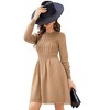 Women's 2025 Long Sleeve Mini Sweater Dress Crewneck Ribbed Knit a Line Pleated Swing Short Dresses - 2 of 4