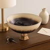 Decorative Two-Tone Glass Bowl with Stand for Coffee Table Decor - Contemporary Kitchen Counter or Centerpiece Table Decoration - 11", Ivory & Blue - 3 of 4