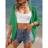 Womens Short Sleeve Cardigan Beach Cover Up Hollow-Out Sweater Cardigan Batswing Sleeve Cover Up Lightweight Cardigan - 3 of 4