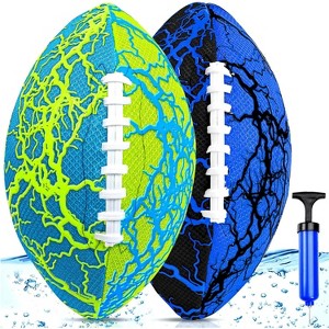 Jasonwell Water-Proof Inflatable Football — 2-Pack Pool & Beach Footballs with Double-Laced Grip, Durable PVC Bladder & Soft Fabric - 1 of 4