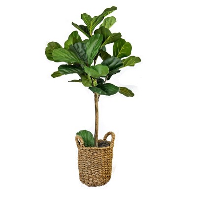 30" x 16" Artificial Fig in Basket with Handles - LCG Florals
