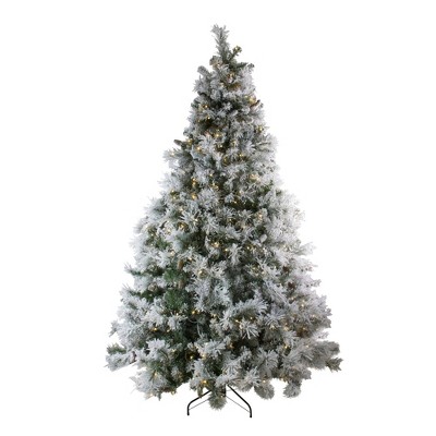 Northlight 7.5' Prelit Artificial Christmas Tree LED Lights Flocked Victoria Pine - Multicolor Lights